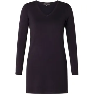 V-Ausschnitt-Pullover BASE LEVEL CURVY "BAS-ANINE-LONG", Damen, Gr. 48, blau (dunkelblau), Feinstrick, Obermaterial: 80% Viskose, 20% Polyamid, leicht glänzend, normal Po-bedeckend, V-Ausschnitt, Pullover V-Ausschnitt-Pullover, Feinstrick-Qualität