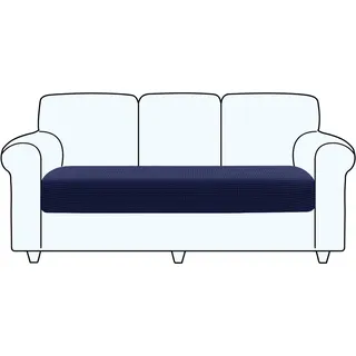 TAOCOCO Rutschfester Sofa Sitzkissenbezug, Elastische Sofakissenbezüge, Dehnbar, Waschbar, Für Sofa Sitz und Rückenkissen (3 Sitzer, Dunkelblau)