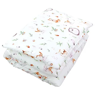 TupTam Kinder Gemusterte Bettdecken Set Ganzjahresdecke Bettdecke Kopfkissen Flachkissen 2tlg., Farbe: Lichtung/Rehe, Größe: 135x100 cm