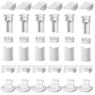 36 Stück Plissee Ersatzteile Set, Universal Klemmträger Plissee Halterung Ohne Bohren Selbstklebend Klemmfix Zubehör für Fenster Plissees, Praktisches Befestigungsset für Jalousien (Weiß)