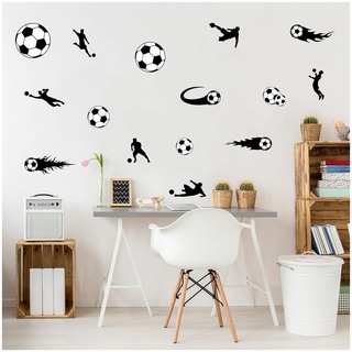 Wandsticker 3 Din A4 Bögen Wandtattoo für Jugendzimmer Kinderzimmer Wohnzimmer Wandbild Mädchen Junge Teenager selbstklebend Y065 (Ohne Wunschname, 10 Fußball)