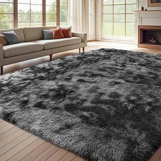 ZRSDIXKI Teppich Wohnzimmer 200 x 300 cm: Hochflor Teppich Grau, Flauschiger Shaggy Teppich, Waschbar & Rutschhemmend, Weicher Polyester Teppiches für Schlafzimmer, Kinderzimmer