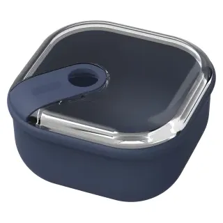 Rotho ELA Frischhaltedose 1 Liter, auslaufsicher, quadratisch, Moderne Dose aus recycelten Kunststoffen mit Klick zum Öffnen und Verschließen, Farbe: midnight blue
