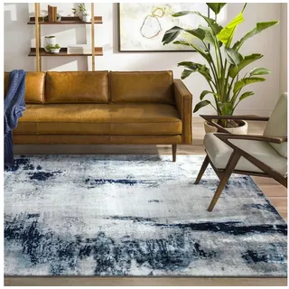 livabliss Teppich »HELSINKI« rechteckig 11 mm Höhe Designerteppich in Marmor Optik, Kurzflor Wohnzimmerteppich/Läufer blau