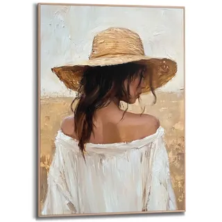 Reinders! Poster »Summer Lady« Schlafzimmer - Frau - Strohhut - Beige - MDF - Menschen - 50x70 cm, beige