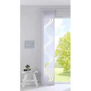 Gardinenbox Flächenvorhang Schiebegardine HxB 245x45 cm Grau Ausbrenner Qualität modern mit Wellen Muster transparent Paneelwagen Beschwerungsstange, 20190418