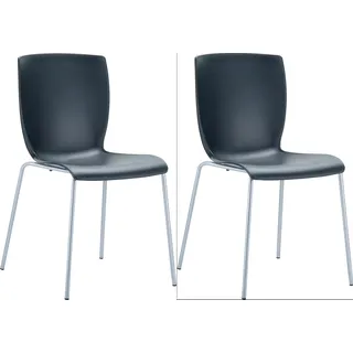 CLP 2er Set Bistrostühle Mio mit Aluminiumgestell und Kunststoffsitz,schwarz - Schwarz