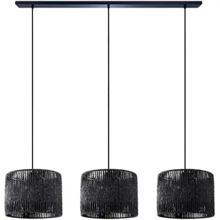 Paco Home Pendelleuchte »Boniat« E27 Rattan Pendelleuchte - schwarz