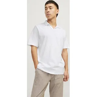 JACK&JONES Herren Kurzarm-Poloshirt mit Leinen, SUMMER - Weiß