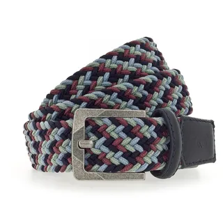 MUSTANG Stretchgürtel Elastisch in Flechtoptik, mit markanten Lederdetails, 3,5 cm, bunt