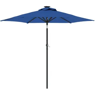 vidaXL Sonnenschirm mit LED und Stahlmast Azurblau 225x225x212 cm - Blau