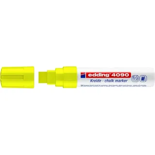 edding 4090 Kreidemarker - neon-gelb - 5 Kreidestifte - Keilspitze 4-15 mm - breiter Kreidestift für Tafel abwischbar - zum Beschriften von Fenster, Glas, Spiegel - Tafelstift mit deckenden Farben