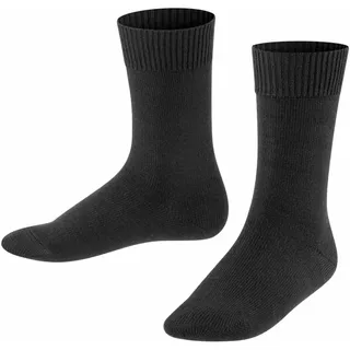 Falke Comfort Wool Wollsocken Kinder Socken K SO Wolle einfarbig 1 Paar, Schwarz (Black 31-34