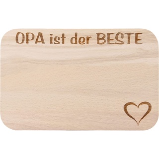 FABRIKSTORES Frühstücksbrettchen/Frühstücksbrett mit Gravur "Opa ist der Beste" als Geschenk - Buchenholz - Abgerundete Ecken - Geschenkidee ideal für Vatertag oder andere Anlässe - Gute Qualität