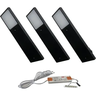 ACCE Aluminiumkörper LED Unterbauleuchte Küchen Möbel Schrank Leuchte Warmweiß oder Neutralweiß inkl Konverter ein Strahler mit Mechanischer Schalter (3ER, Neutralweiß)