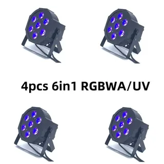 Bühnenscheinwerfer, RGBW-Dimmung, DMX-Steuerung, 7x18w RGBWAUV 4 Stück, EU Stecker-a