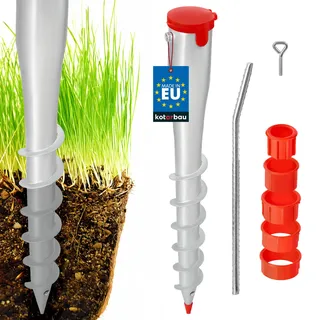 KOTARBAU® Sonnenschirmhalter Ø60 mm mit Adapter 26-55 mm 550 mm Einschraub Bodenhülse für Rundrohre Stahl Schirmständer Pfostenträger für Wäschetrockner Verzinkt Silber - Silber, Rot