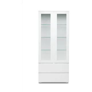 Mid.you Vitrine , Weiß , Glas , 3 Fächer , 2 Schublade(n) Schubladen , 80x191x40 cm , Esszimmer, Vitrinen, Vitrinenschränke