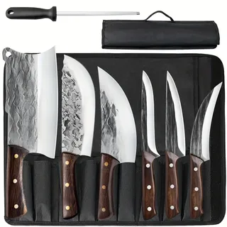 7-teiliges Messerset – Küchenmesser – Kochmesser – Metzger-Messer – Filetiermesser – Ausbeinmesser – Edelstahl, rostfrei