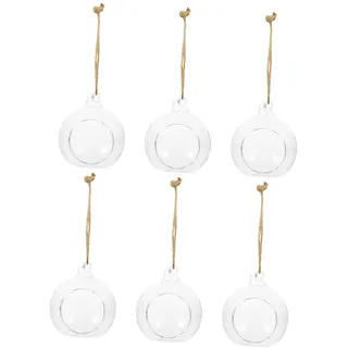 NULYLU Hydroponische Vasen Zum Hängen 6Er Set Transparent Glasvasen 3.54X3.15X3.15In Kleine Glas Kugel Hängende Pflanzenbehälter Für DIY Mikrolandschaft Wohn- Und Bürodekoration