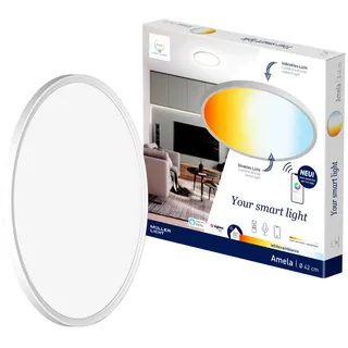 Tint Deckenleuchte , Weiß , Metall, Kunststoff , rund , 30x2.9x30 cm , ZigBee-Technologie, Smartphone-Steuerung , Lampen & Leuchten, Innenbeleuchtung, Smart-Home-Lampen, Smart Home Deckenleuchten