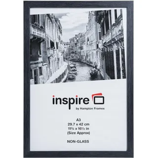 Hampton Frames | Bilderrahmen Inspire WESA3GRY | A3 30x42 cm, Dunkelgrau, Holz mit Papierüberzug | Aufhängung Hoch-/Querformat, Plexiglas | Modernes Design für Urkunden und Fotos
