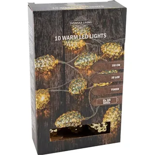 Spetebo LED Tannenzapfen Lichterkette - 110 cm - Weihnachts Deko Beleuchtung 10 Zapfen gold