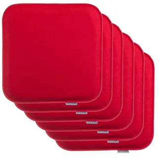 Brandsseller 6er Set Sitzkissen aus Filz 35x35x2 cm – Robuste Stuhlauflagen für innen und außen, eckiges Sitzpolster, strapazierfähiges Kissen für Stühle - Rot