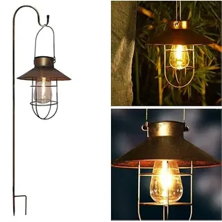 LED Solarlaterne - Solarlampe hängend mit Erdspieß warmweiß inkl. Akku Gartenlampe Solarlampe Solar-Laterne