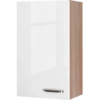 Flex-Well Hängeschrank Valero 50 x 89 x 32 cm Hochglanz Weiß/Eiche