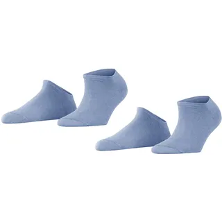 ESPRIT Damen Sneakersocken Uni Multipack W Sn Baumwolle kurz einfarbig 2 Paar, Blau Jeans 6458, 39-42