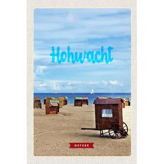 vianmo Holzschild 18x12 cm Hochwacht Ostsee Strandkorb Boote