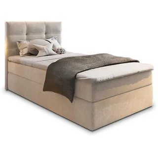 masseno Boxbett mit Bettkasten - beige , Maße cm B: 90 90x200 Komplett-Set Matratze und Topper, Polsterbett mit Bettkästen Cosmic 10