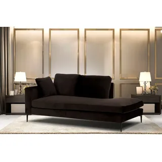 Home affaire Recamiere »Cozy Chaiselongue, Maße B/T/H: 195/97/80 cm« mit losen Kissen und Metallbeinen, Armlehne links oder rechts wählbar, braun