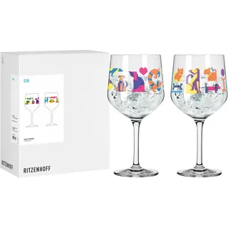 RITZENHOFF Gin-Glas 2er-Set - 700 ml - Made in Germany | Artikelnr. 8105001, Serie Tierisch glücklich, 2 Gin-Gläser 700 ml, Kristallglas, spülmaschinenfest