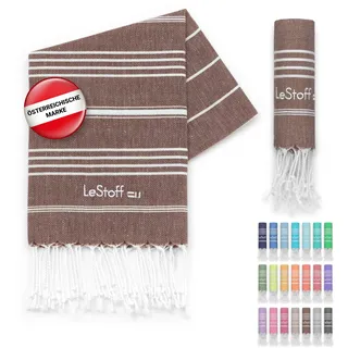 LeStoff Premium Hamamtuch 50 x 100 cm – 100% Bio-Baumwolle, Vorgewaschen, Nachhaltig, Leicht, Kompakt, Saugstark & Schnelltrocknend - Handtuch für Bad, Gäste, Gesicht, Sport, Reise, Camping (Braun)
