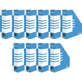 OFFICER PRODUCTS DONAU 7648001FSC-10 Stehsammler Stehordner Archive Box Pappe A4/ 10er Pack/ 10 Stück/Karton - Blau/bis zu 1000 Blatt Für Büro, Schule und Zuhause zur Aufbewahrung von Dokumenten