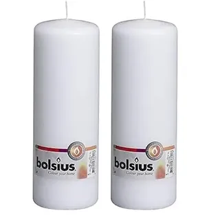 Bolsius Glatte Stumpenkerzen - Weiß - Set 8 Stück - Dekorative Haushaltkerzen - Länge Brenndauer 75 Stunden - Unparfümierte - Natürliches Pflanzenwachts - 20 x 7 cm (Packung mit 2)