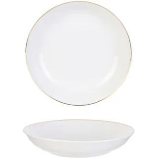 HOME DECO FACTORY Suppenteller Goldrand Porzellan 21 cm | Porzellan, tiefer Teller, Goldrand, 21 cm, Tischservice, elegantes Geschirr