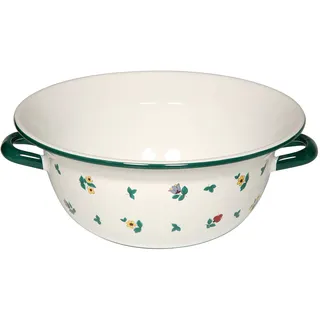 Riess, 0296-049 Weitling 28 4.0 L, COUNTRY - GMUNDNER STREUBLUMEN, Durchmesser 28 cm, Höhe 12 cm, Inhalt 4 Liter, Emaille, weiß mit Streublumen, Induktion