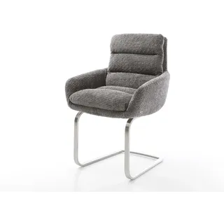 Freischwinger Abelia-Flex mit Armlehnen Bouclé Grau Freischwinger flach Edelstahl