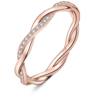 JewelryPalace Infinity Seil Verdrehter Zirkonia Band Ring Damen, Unendlichkeit Hochzeitsringe Damenring Silber 925 Trauringe Eheringe Frauen, Vorsteckring Stapelring Ring Bandring Schmal Rosegold 62