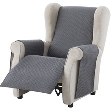 Textil-home Sesselschoner Sofaüberwurf Adele, 1 Sitzer/Relax - Reversibel gepolsterter Sofaschutz. Farbe Grau