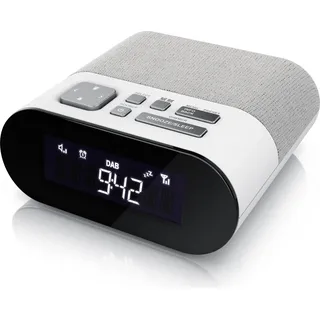 BEARWARE Radiowecker DAB/DAB+ Radio mit 20 Speicherplätzen, Küchenradio digital, FM, Wecker digital, Dual Alarm Snooze, 4 Helligkeitsstufen, USB Ladeport, Abschalttimer - Weiß
