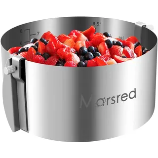 Marsred 8,5 cm verstellbar Tortenring mit Schrauben, verdicktem 304 Edelstahl rund Backform, Backring mit Skala, Ø16- Ø30cm Kuchenring, Stabiler Backrahmen für Backen (rund)