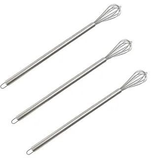 3 Stück Schneebesen, Mini Kleiner Schneebesen für Tassen Edelstahl Kleiner(24cm) - Ideal für enge Gläser & Shakes, Edelstahl Rührbesen Klein, Rostfrei & Robust, Quirl Set zum Rühren & Aufschäu