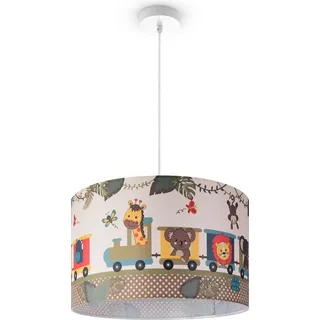 Kinderlampe Deckenlampe LED Pendelleuchte Kinderzimmer Lampe Zug Tieren, E27 Leuchten Farbe / Größe Grün (Ø45.5cm) - Weiß