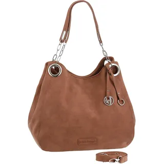 Bruno Banani Henkeltasche BRUNO BANANI, Damen, Gr. B/H/T: 34cm x 30cm x 16cm, braun, Lederimitat, Taschen, mit Schmuckanhänger und silberfarbenen Details