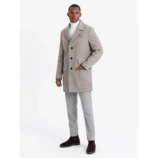 Ombre Einreihiger Herrenmantel für Männer beige S - Beige