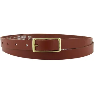 Ledergürtel echt Leder Damengürtel GOLD Schnalle 2 cm breit Hüftgürtel Jeansgürtel Damen Gürtel Casual Jeans schmal business | Vascavi | Made in Germany (105 cm Gesamtlänge 120 cm, Cognac)